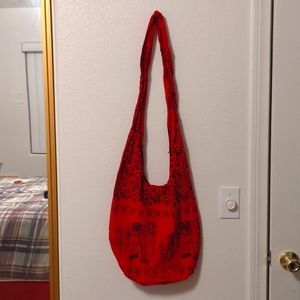 2/$15 Elephant Print Long Hobo Bag 100% Cotton Handmade in Thailand